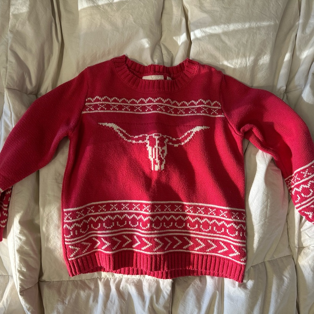 Red Sweater with White Pattern